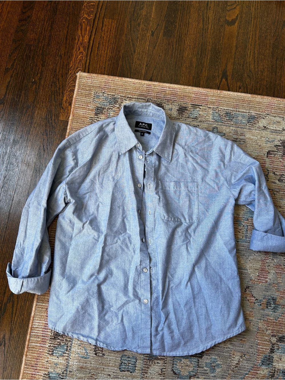 A.P.C. Womens’ Chambray Button-Down Shirt in Light Blue